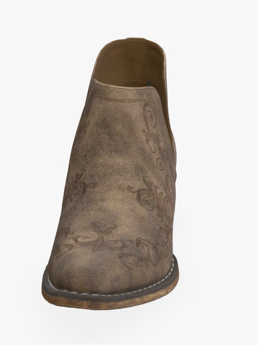 Roper Taupe Floral-Embossed Ankle Booties - Picture 3 of 8